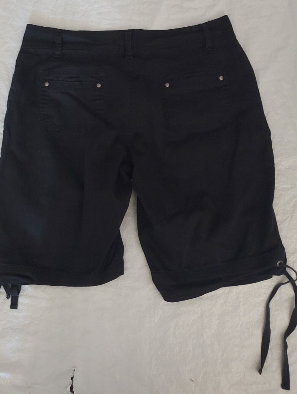 Gloria Vanderbilt Black Bermuda Shorts with Hem Tie Accents - Picture 2 of 2